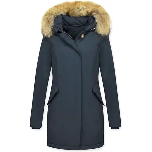 Warme Winterjacken für Frauen - Lange Wooly-Jacke - Lb280Pm-B - TheBrand - Modalova