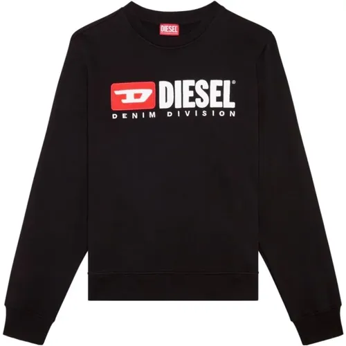 Schwarzer Pullover Box Logo Print , Herren, Größe: S - Diesel - Modalova