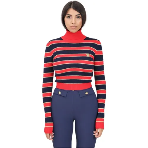 Gestreifter Lurex Rollkragenpullover - Elisabetta Franchi - Modalova