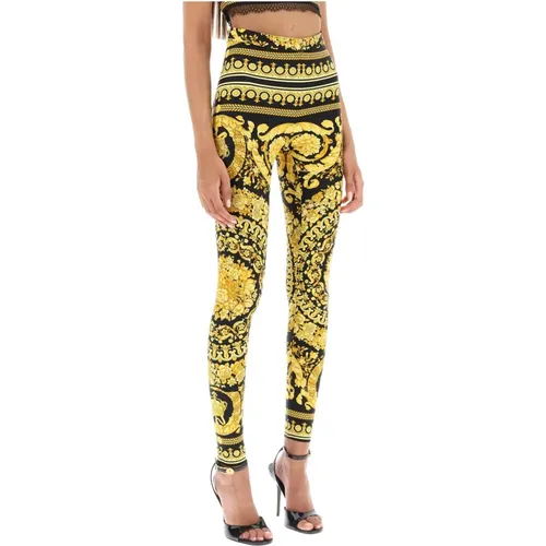 Barocco Print High-Rise Leggings , Damen, Größe: XS - Versace - Modalova