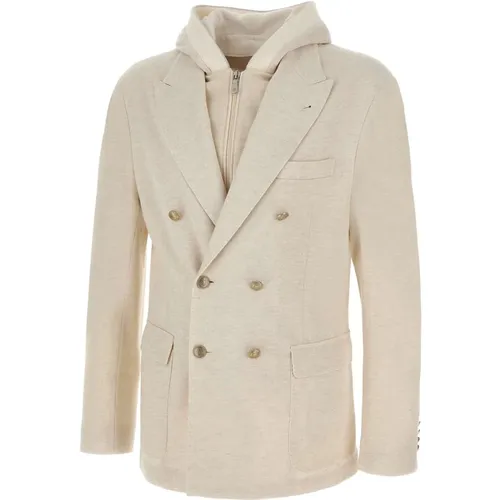 Blazers, male, , Size: XL Cashmere Cream Jacket Jewel Buttons - Eleventy - Modalova