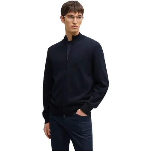 Cardigans, male, , Size: 3XL Zip-Up Knit Cardigan - Boss - Modalova