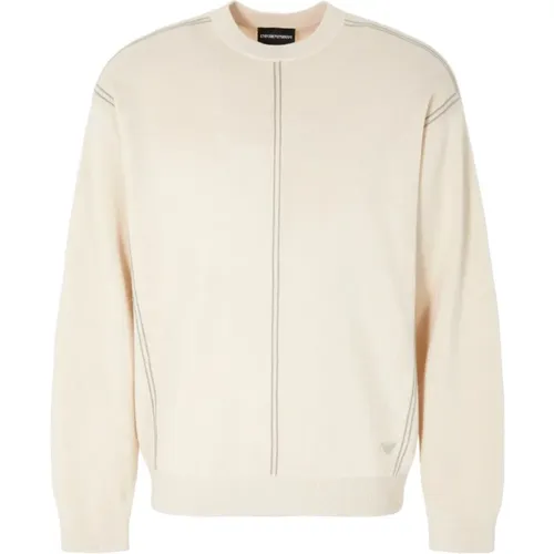 Round-neck Knitwear, male, , Size: M Wool Blend Pullover Sweater - Emporio Armani - Modalova