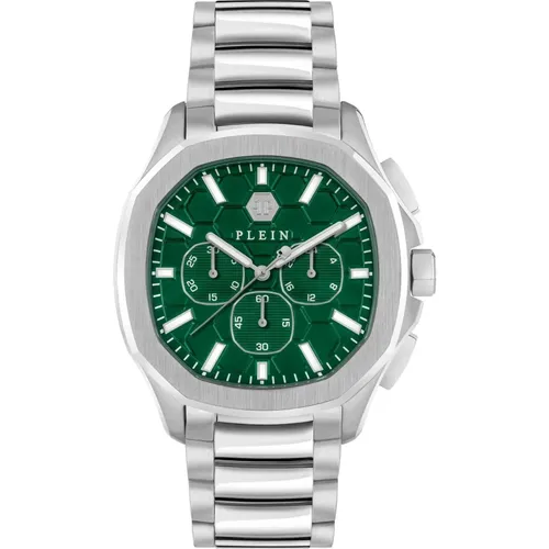 Watches, male, , Size: ONE SIZE Spectre Chrono Watch Silver Green - Philipp Plein - Modalova