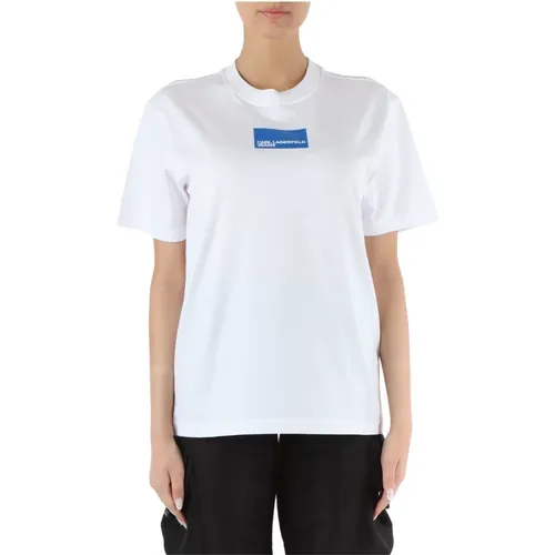 Baumwoll Regular Fit T-shirt , Damen, Größe: M - Karl Lagerfeld - Modalova