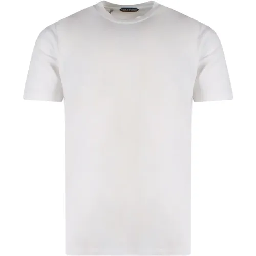 Weißes Crew-Neck T-Shirt mit Logo , Herren, Größe: XL - Tom Ford - Modalova