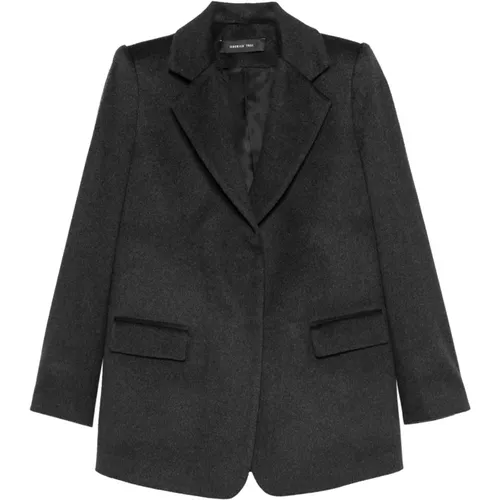 Blazers, female, , Size: XS Single-breasted coat with covered buttons and pocket flaps - Federica Tosi - Modalova