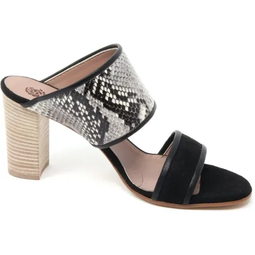 Heeled Mules, female, , Size: 10 US Python Print Sandal Shoe Made in Italy - Maliparmi - Modalova