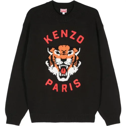 Round-neck Knitwear, male, , Size: L Knit Tiger Sweater Aw24 - Kenzo - Modalova