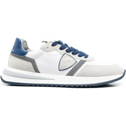 Sneakers, male, , Size: 9 US Low Top Sneakers White/Blue - Philippe Model - Modalova