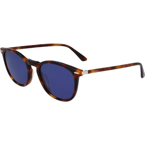 Havana/Blue Sonnenbrillen , unisex, Größe: 52 MM - Calvin Klein - Modalova