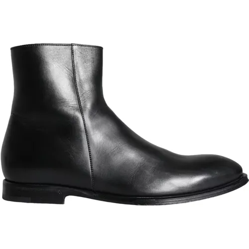 Ankle Boots, male, , Size: 8 US Calf Leather Men's Boots Shoes - Dolce & Gabbana - Modalova