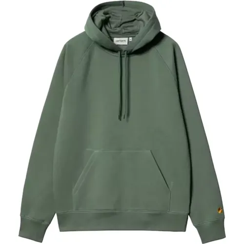 Hoodies, male, , Size: S Hooded Chase Sweatshirt Duck Gold - Carhartt WIP - Modalova