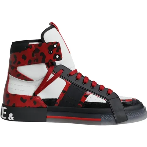 Sneakers, male, , Size: 6 US Logo High Top Leather Sneakers - Dolce & Gabbana - Modalova