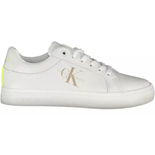 Weißer Polyester Sneaker mit Logo-Print , Damen, Größe: 39 EU - Calvin Klein - Modalova