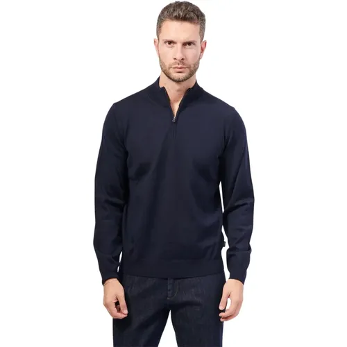 Blauer V-Ausschnitt Pullover mit exklusiven Details - Hugo Boss - Modalova