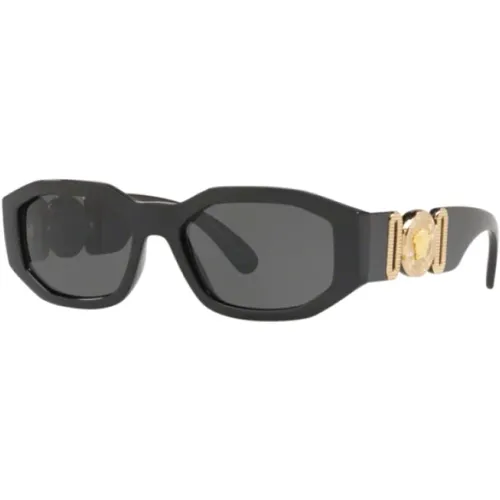 Schwarze Sonnenbrille mit schlankem Design - Versace - Modalova