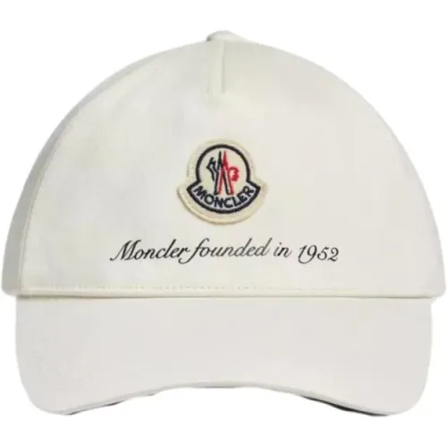 Caps, male, , Size: ONE SIZE Cotton Baseball Cap with Printed Logo - Moncler - Modalova