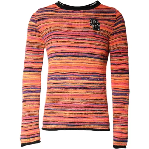 Round-neck Knitwear, male, , Size: M Wool DGLogo Knit Pullover Sweater - Dolce & Gabbana - Modalova