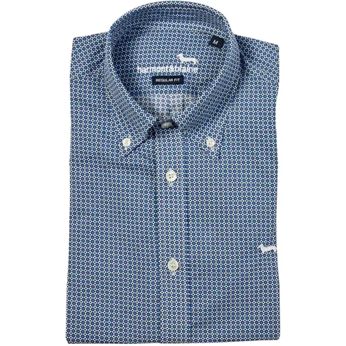 Blue Button-Down Shirt with Bassotto Embroidery , male, Sizes: XL - Harmont & Blaine - Modalova