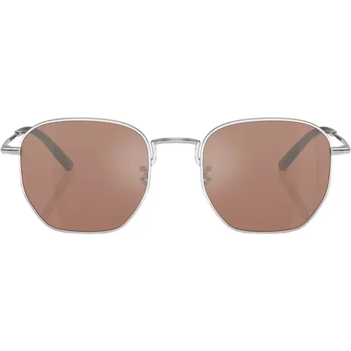 Unique Hexagonal Sunglasses with Mirrored Brown Glass , unisex, Sizes: 51 MM - Oliver Peoples - Modalova