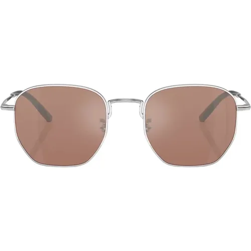 Sunglasses, unisex, , Size: 51 MM Unique Hexagonal Sunglasses with Mirrored Brown Glass - Oliver Peoples - Modalova