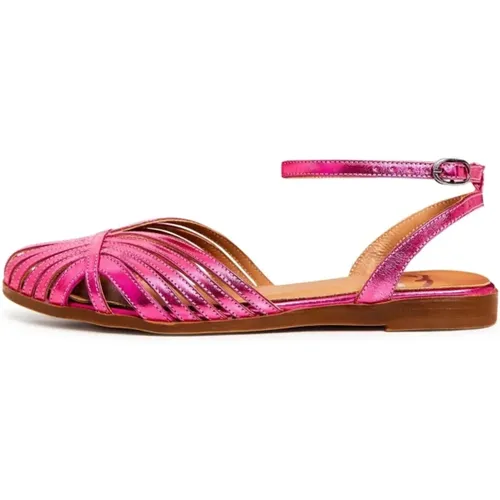 Flache Ledersandalen - Fuchsia , Damen, Größe: 38 EU - Cesare Gaspari - Modalova