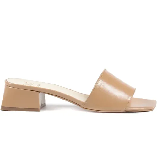 Nude Leather Sandals with 4cm Heel , female, Sizes: 8 UK - 19v69 Italia - Modalova