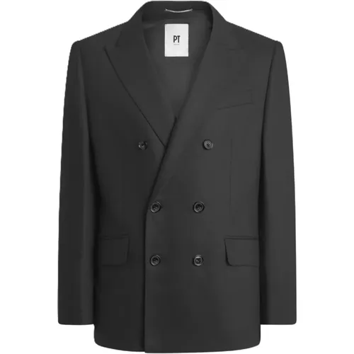 Formal Blazers, male, , Size: XL Cashmere Nero Double-Breasted Blazer - PT Torino - Modalova