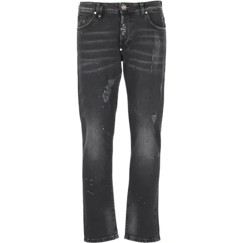 Cotton Jeans with Hexagon Patch , male, Sizes: W32, W29, W30, W33 - Philipp Plein - Modalova