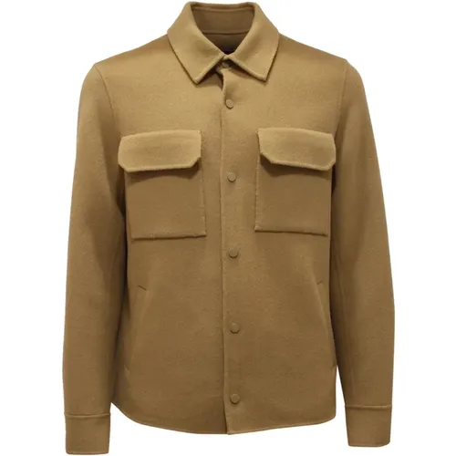 Light Jackets, male, , Size: M Wool Coat Shirt Jacket Lichene Style - Alpha Studio - Modalova