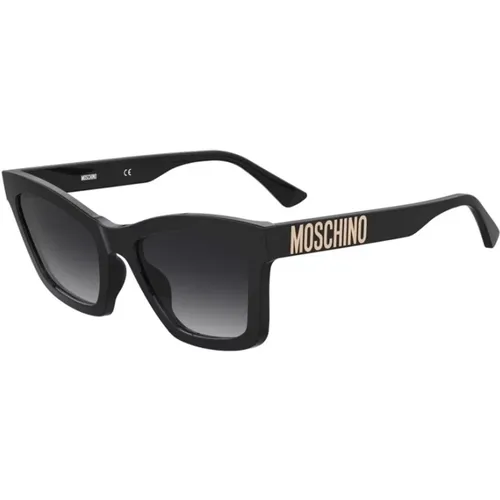 Schwarze Sonnenbrille mit dunkelgrauen Gläsern , unisex, Größe: 54 MM - Moschino - Modalova