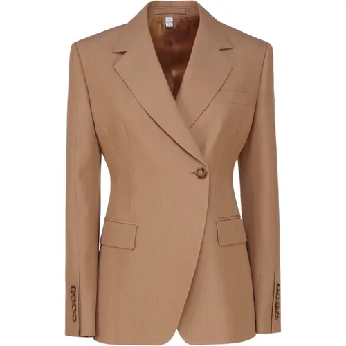 Slim Fit Camel Wool Jacket , female, Sizes: XS, 2XS - Burberry - Modalova