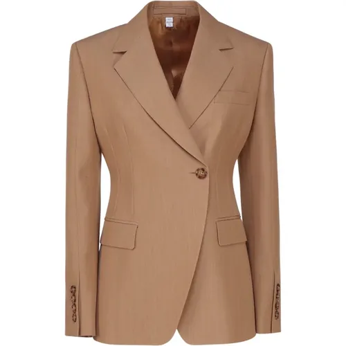 Slim Fit Camel Wool Jacket , female, Sizes: XS - Burberry - Modalova