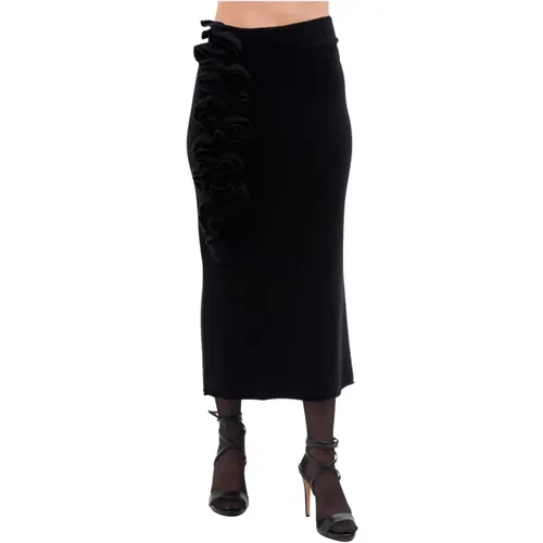 Ruffle Appliqué Knitted Pencil Skirt , female, Sizes: L, M - Liviana Conti - Modalova