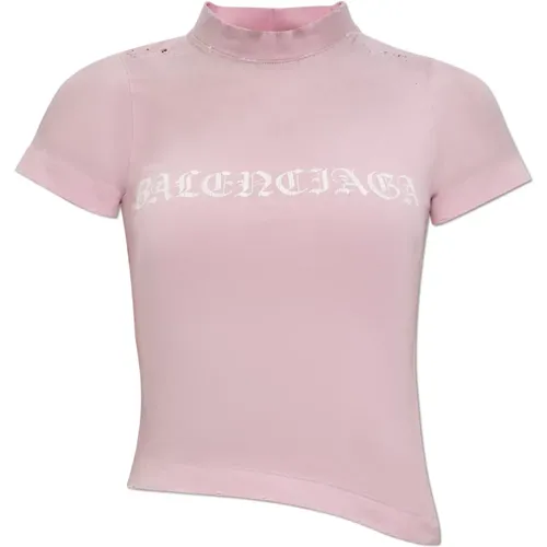 T-shirt with logo , female, Sizes: S - Balenciaga - Modalova