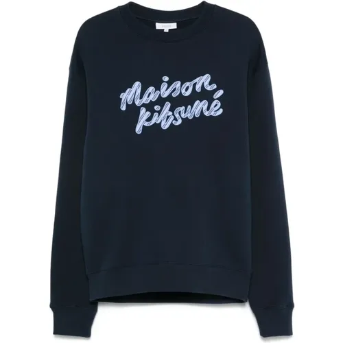 Blauer Pullover für einen Stilvollen Look , Herren, Größe: L - Maison Kitsuné - Modalova