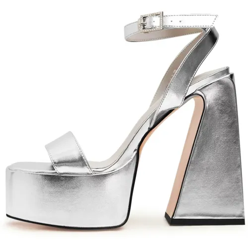 Elegante Silberne High-Heel Sandalen , Damen, Größe: 37 EU - Cesare Gaspari - Modalova