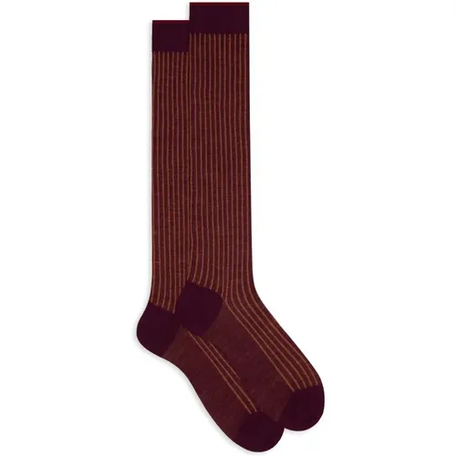 Burgundy Twin-Rib Socks , Herren, Größe: L - Gallo - Modalova