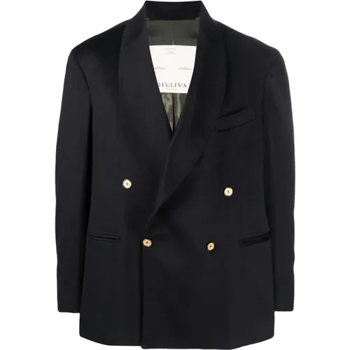 Blazers, male, , Size: L Double breasted shawl collar blazer - Giuliva Heritage - Modalova