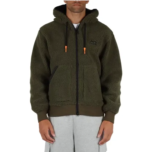 Sherpa Hoodie mit gesticktem Logo , Herren, Größe: M - Sun68 - Modalova