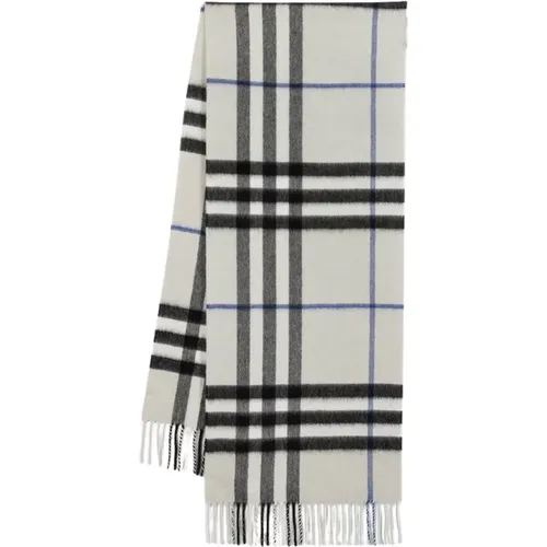 Winter Scarves, female, , Size: ONE SIZE Check Cashmere Scarf - Neutral - Burberry - Modalova