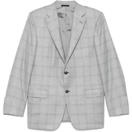 Blazers, male, , Size: 2XL Checkered Blazer with Button Closure - Brioni - Modalova