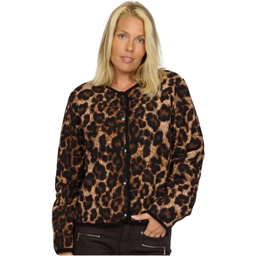 Light Jackets, female, , Size: S Leopard Print Blazer with Button Closure - 2-Biz - Modalova