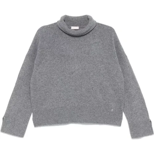 Turtlenecks, female, , Size: S Ash Grey Wool Roll Neck Sweater - Liu Jo - Modalova