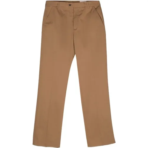 Straight Trousers, male, , Size: M Brown Cotton Gabardine Trousers - alexander mcqueen - Modalova