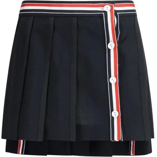 Short Skirts, female, , Size: XS Wool Pleated Mini Skirt - Thom Browne - Modalova