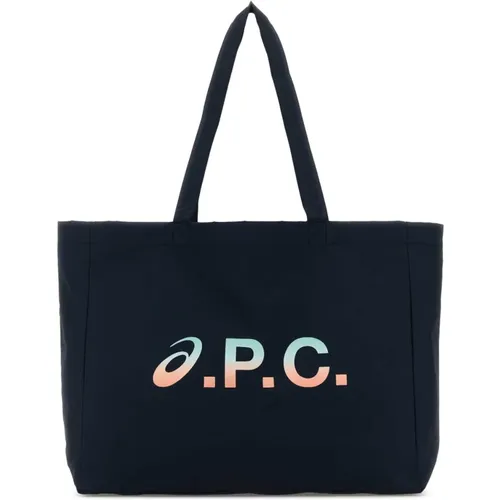 Tote Bags, male, , Size: ONE SIZE Navy Fabric Shopping Bag - A.p.c. - Modalova