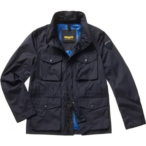 Blaue Synthetische Jacke für Männer , Herren, Größe: 2XL - Blauer - Modalova