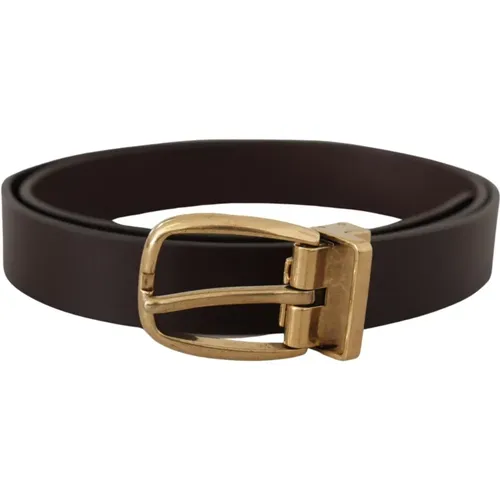 Belts, unisex, , Size: 85 CM Elegant Dark Leather Belt - Dolce & Gabbana - Modalova